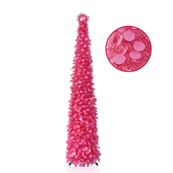 Millerker sulankstoma Kalėdų eglutė su rožiniais diskais — PVC medžiaga, įpakuota į popierinę dėžutę, Kalėdinė dekoracija