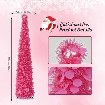 Millerker sulankstoma Kalėdų eglutė su rožiniais diskais — PVC medžiaga, įpakuota į popierinę dėžutę, Kalėdinė dekoracija