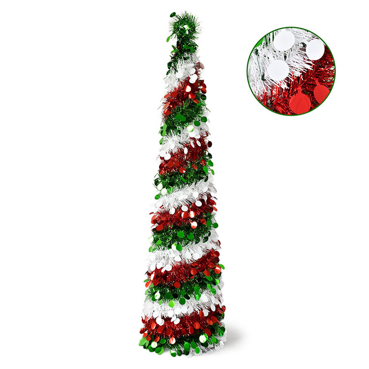 Millerker sulankstoma Kalėdų eglutė su rožiniais diskais — PVC medžiaga, įpakuota į popierinę dėžutę, Kalėdinė dekoracija