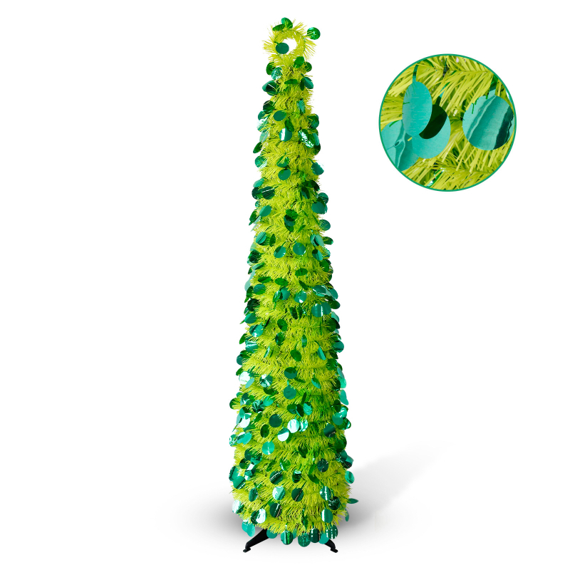 Millerker sulankstoma Kalėdų eglutė su rožiniais diskais — PVC medžiaga, įpakuota į popierinę dėžutę, Kalėdinė dekoracija