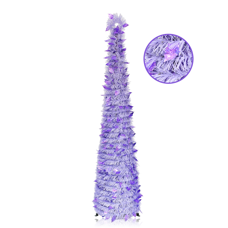 Millerker sulankstoma Kalėdų eglutė su rožiniais diskais — PVC medžiaga, įpakuota į popierinę dėžutę, Kalėdinė dekoracija