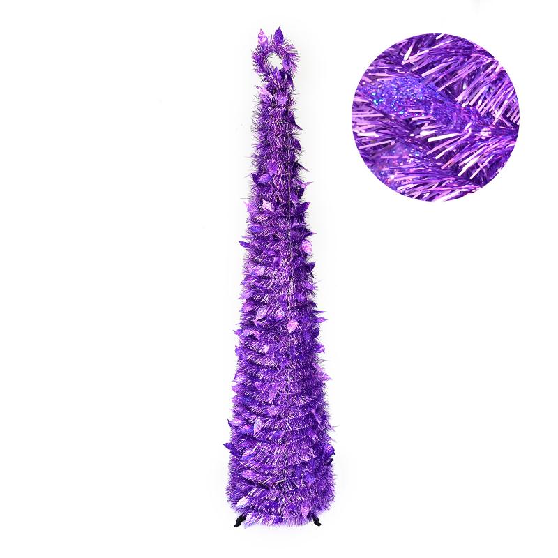 Millerker sulankstoma Kalėdų eglutė su rožiniais diskais — PVC medžiaga, įpakuota į popierinę dėžutę, Kalėdinė dekoracija