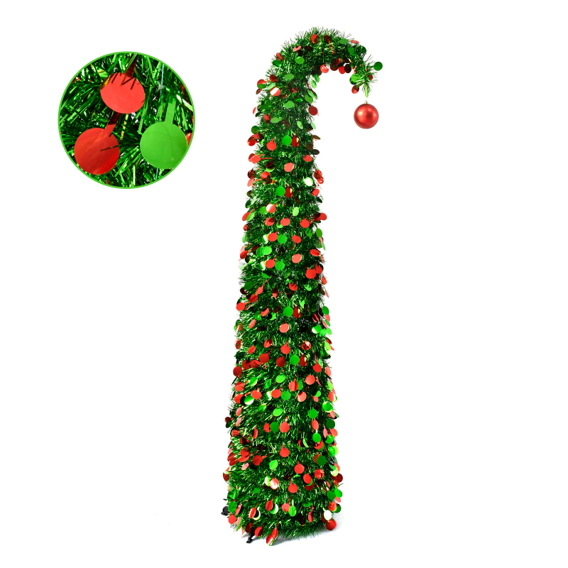 Millerker sulankstoma Kalėdų eglutė su rožiniais diskais — PVC medžiaga, įpakuota į popierinę dėžutę, Kalėdinė dekoracija