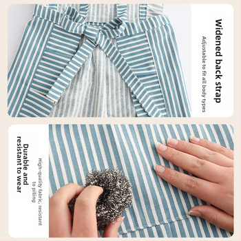 Ποδιά κουζίνας από βαμβάκι-λίνου, ριγέ, χωρίς μανίκια, ανθεκτική στους λεκέδες, μοντέρνο και απλό στυλ