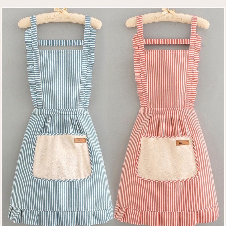 Virtuves priekšauts no kokvilnas un lina, svītrainas, bez piedurknēm, izturīgs pret traipiem, moderns un vienkāršs stils