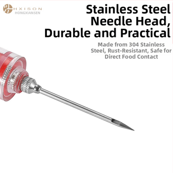 Mėsos marinavimo injektorius su 3 adatomis — nerūdijančio plieno; Hong Xiansen prekės ženklas; su spausdintu logotipu