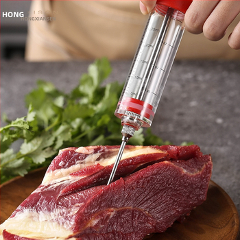 Mėsos marinavimo injektorius su 3 adatomis — nerūdijančio plieno; Hong Xiansen prekės ženklas; su spausdintu logotipu