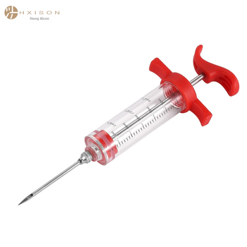 Mėsos marinavimo injektorius su 3 adatomis — nerūdijančio plieno; Hong Xiansen prekės ženklas; su spausdintu logotipu