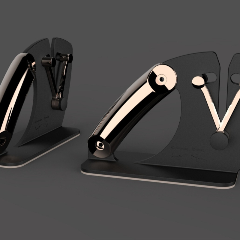 RISAM 2-ių-1 peilių ašiklis virtuvės peiliams ir žirklėms – deimantiniai šlifuotuvai, šiuolaikiškas minimalistinis dizainas