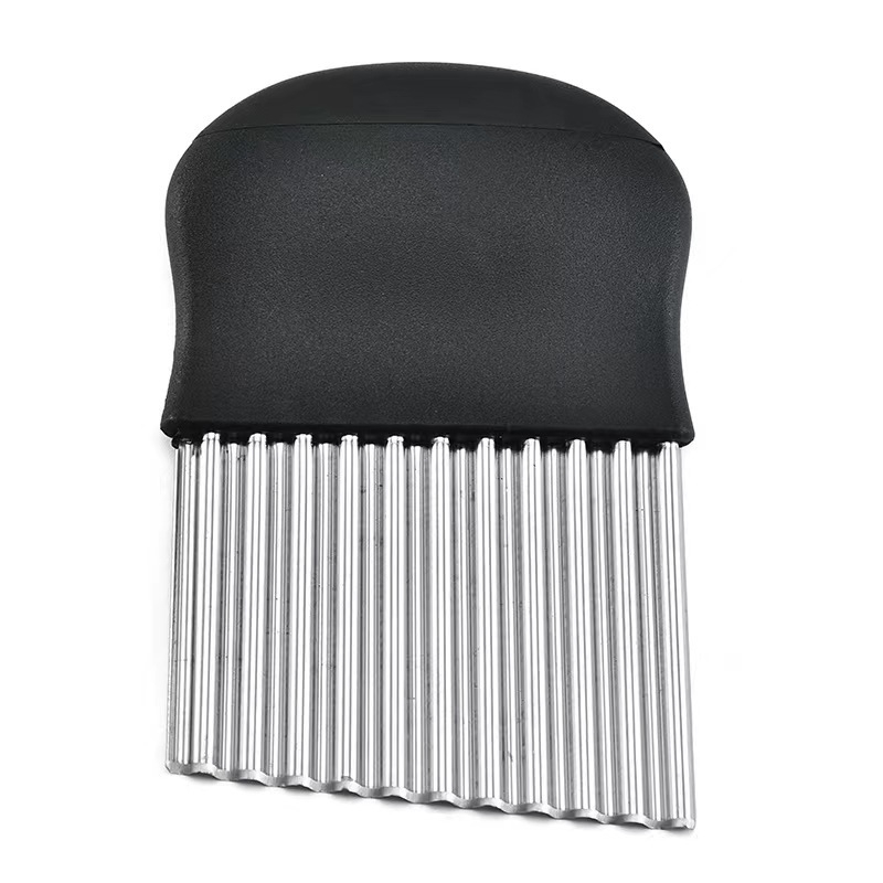 Nerūdijančio plieno banginis peilis daržovių pjaustytuvė – daugiafunkcinis daržovių pjaustytuvė, bulvių tinklelio pjaustymas ir gėlės pjovimas; Mangdu ženklas; apdorojimo pritaikymas; spausdintas logotipas.