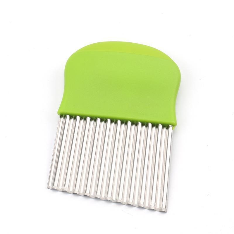 Nerūdijančio plieno banginis peilis daržovių pjaustytuvė – daugiafunkcinis daržovių pjaustytuvė, bulvių tinklelio pjaustymas ir gėlės pjovimas; Mangdu ženklas; apdorojimo pritaikymas; spausdintas logotipas.