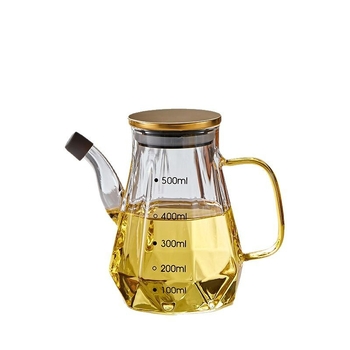 Deimantinio tipo skaidrus prieskonių buteliukas iš aukšto borosilikatinio stiklo; aliejaus buteliukas ir aliejaus filtravimo indas; modernus minimalistinis stilius; prekinis ženklas Independent; išleista 2016 m. ruduo