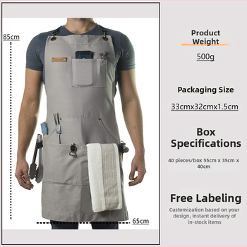 Προσαρμοσμένη ποδιά εργαλείων από παχύ καμβά, χωρίς μανίκια, με πολλές τσέπες, κατάλληλη για καφέ, εστιατόριο, μπάρμπεκιου και κουρείο
