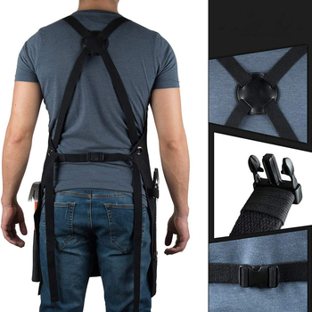 Προσαρμοσμένη ποδιά εργαλείων από παχύ καμβά, χωρίς μανίκια, με πολλές τσέπες, κατάλληλη για καφέ, εστιατόριο, μπάρμπεκιου και κουρείο