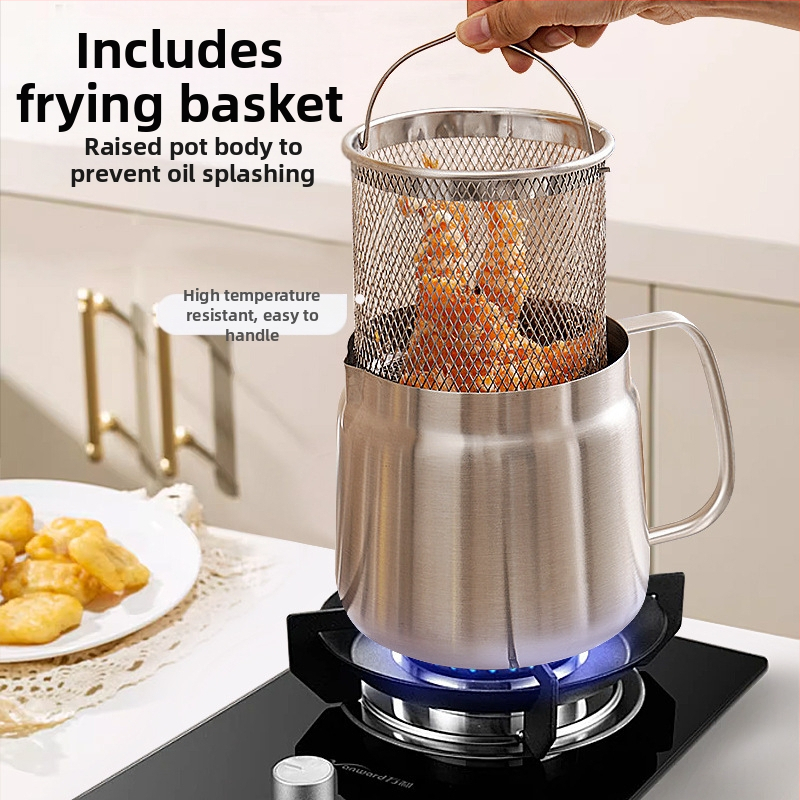 Съд за филтриране на масло от 304 неръждаема стомана, кухненски съд за съхранение на масло със капак и филтър, за наливащо масло и четка за масло