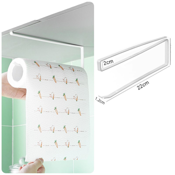 Pakabintas virtuvės popieriaus laikiklis be gręžimo, kvadratinis dizainas (Be gręžimo; Pakabos strypas; Popieriaus ritiniai ir plėvelė)