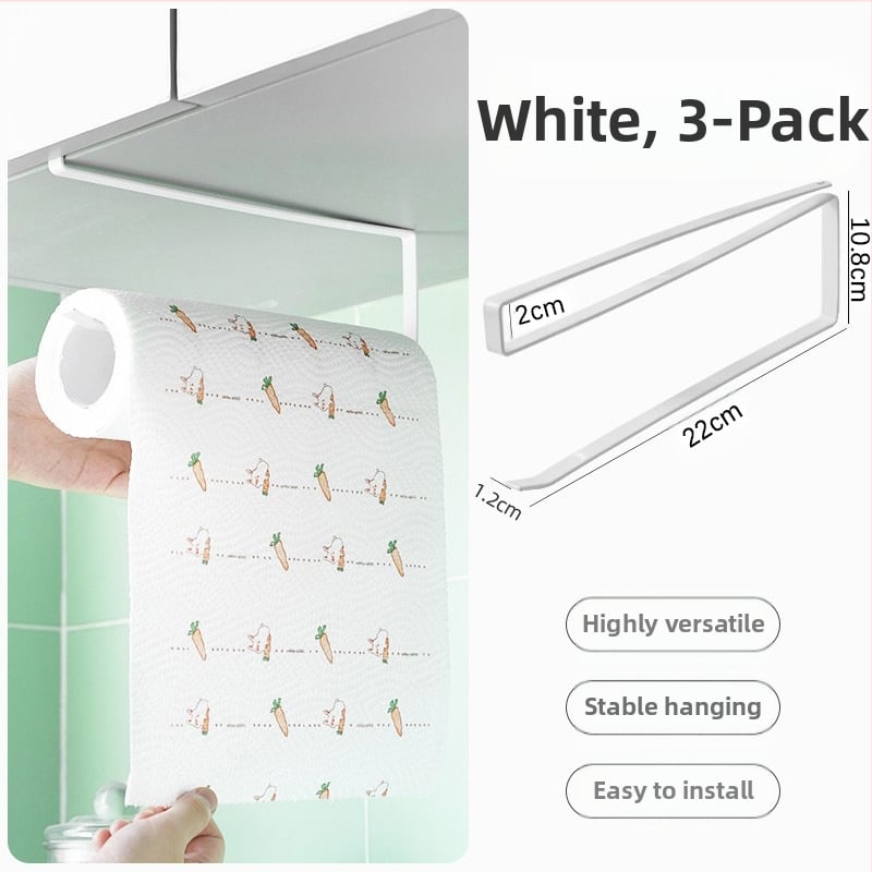 Pakabintas virtuvės popieriaus laikiklis be gręžimo, kvadratinis dizainas (Be gręžimo; Pakabos strypas; Popieriaus ritiniai ir plėvelė)