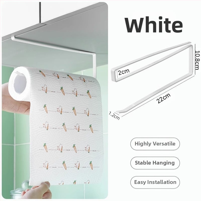 Pakabintas virtuvės popieriaus laikiklis be gręžimo, kvadratinis dizainas (Be gręžimo; Pakabos strypas; Popieriaus ritiniai ir plėvelė)