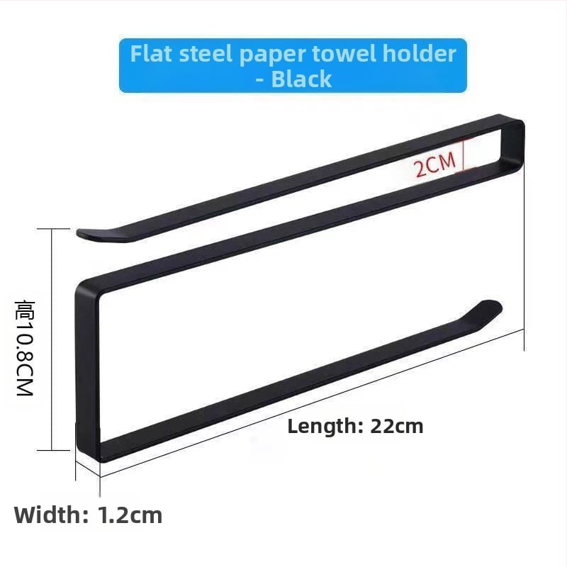 Pakabintas virtuvės popieriaus laikiklis be gręžimo, kvadratinis dizainas (Be gręžimo; Pakabos strypas; Popieriaus ritiniai ir plėvelė)