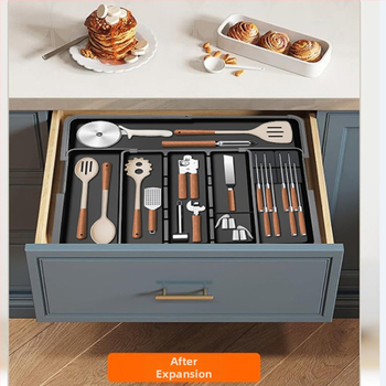 Αναδιπλούμενος οργανωτής μαχαιροπίρουνων σε συρτάρι κουζίνας — ενσωματωμένος, απλός και μοντέρνος, μοντέλο 8045, PP/ABS