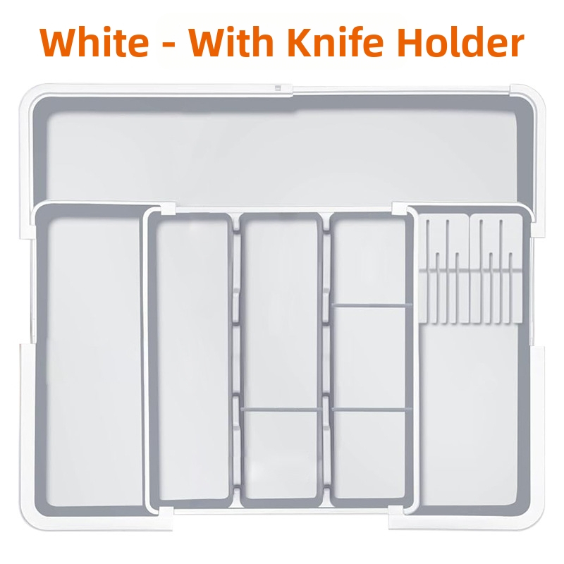 Izvelkams virtuves ēdienu piederumu organizators atvilktnei — iebūvēts, vienkāršs un mūsdienīgs stils, modelis 8045, PP/ABS