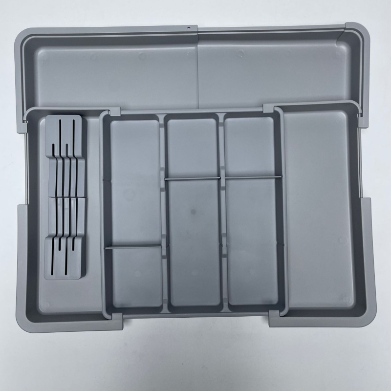 Izvelkams virtuves ēdienu piederumu organizators atvilktnei — iebūvēts, vienkāršs un mūsdienīgs stils, modelis 8045, PP/ABS