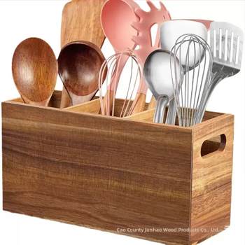 Ξύλινο κουτί αποθήκευσης γραφείου με διαμερίσματα και χειρολαβή – οργάνωση κουζίνας/γραφείου, χωρητικότητα 1 L