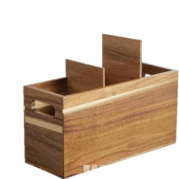 Ξύλινο κουτί αποθήκευσης γραφείου με διαμερίσματα και χειρολαβή – οργάνωση κουζίνας/γραφείου, χωρητικότητα 1 L
