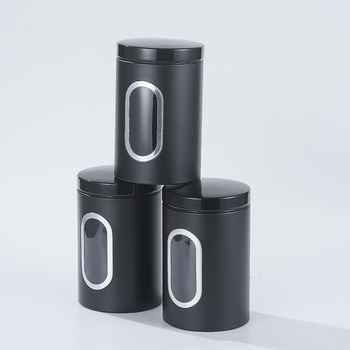 Wealth Ανοξείδωτο δοχείο αποθήκευσης με παράθυρο, 1–2 L, αεροστεγές, στρογγυλό, μοντέρνο μινιμαλιστικό στυλ