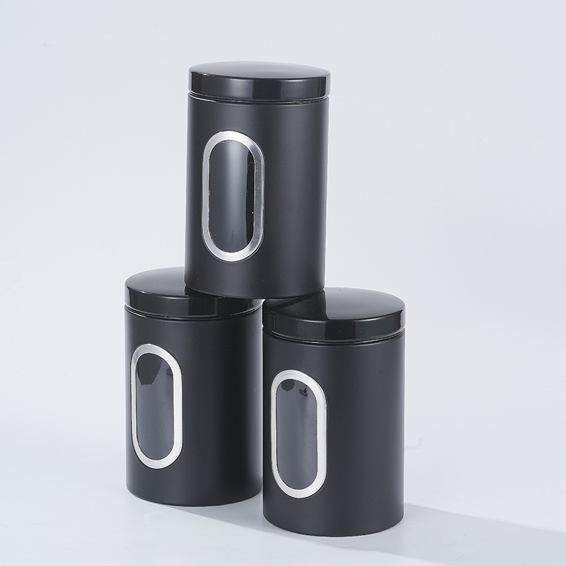 Wealth Ανοξείδωτο δοχείο αποθήκευσης με παράθυρο, 1–2 L, αεροστεγές, στρογγυλό, μοντέρνο μινιμαλιστικό στυλ