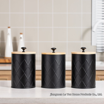 Κυκλική μεταλλική δεξαμενή αποθήκευσης από ατσάλι άνθρακα με καπάκι από μπαμπού, αεροστεγές, για κόκκους καφέ, τσάι και δημητριακά, χωρητικότητα 1–2 L