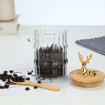 Σετ γυάλινων δοχείων αποθήκευσης τριών τεμαχίων με σφραγισμένα καπάκια και δίσκο, χωρητικότητα 15 oz, μοντέρνο και απλό στυλ