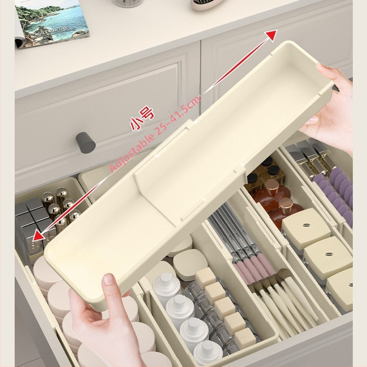 Οργανωτής Μακιγιάζ Συρταριού με Ρυθμιζόμενους Διαχωριστές και Θήκη για Κραγιόν – Πλαστικό, 1 επίπεδο, Επιτραπέζια Αποθήκευση