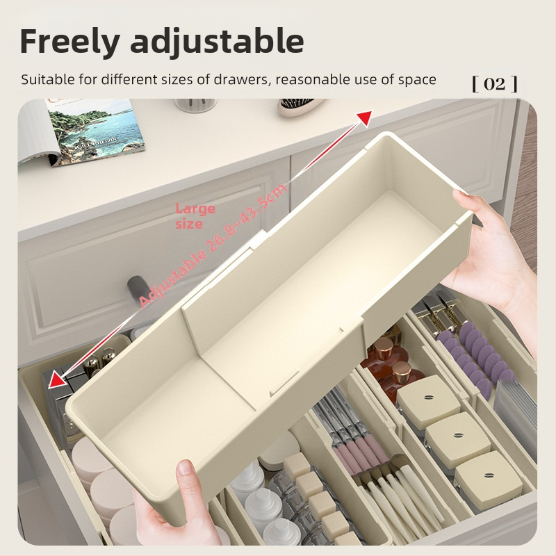 Οργανωτής Μακιγιάζ Συρταριού με Ρυθμιζόμενους Διαχωριστές και Θήκη για Κραγιόν – Πλαστικό, 1 επίπεδο, Επιτραπέζια Αποθήκευση