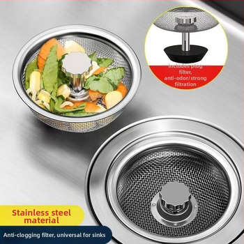 Rozsdamentes acél konyhai mosogató szűrő — univerzális kompatibilitás, modern minimalista kialakítás, modell HQ