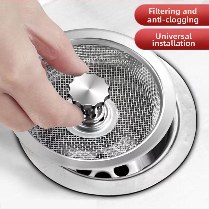 Филтър за мивка от неръждаема стомана — универсален дренажен филтър, модерен минималистичен стил, код HQ