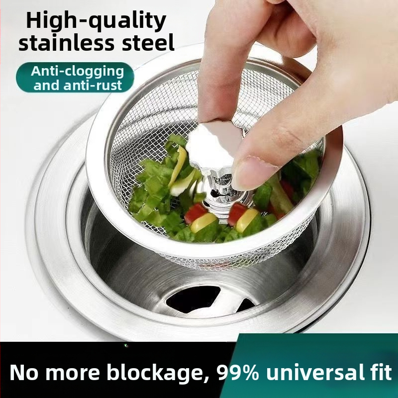 Rozsdamentes acél konyhai mosogató szűrő — univerzális kompatibilitás, modern minimalista kialakítás, modell HQ