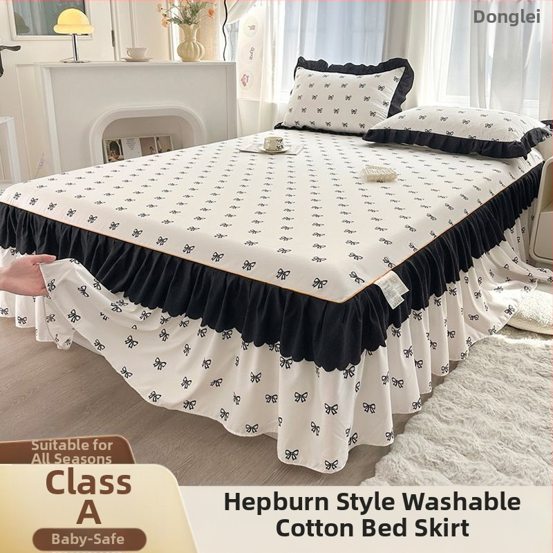 Donglei ελαστικό σεντόνι στρώματος, πολυεστέρας, ριγέ ταϊ-ντάι εκτύπωση, απλό ύφασμα, στυλ πριγκίπισσα/κορεάτικο