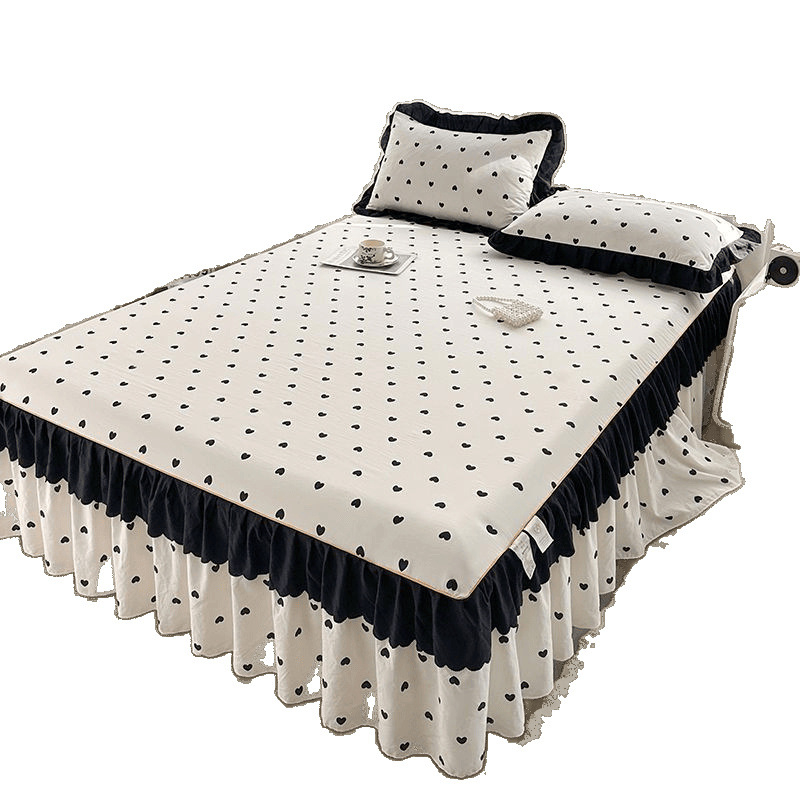 Donglei ελαστικό σεντόνι στρώματος, πολυεστέρας, ριγέ ταϊ-ντάι εκτύπωση, απλό ύφασμα, στυλ πριγκίπισσα/κορεάτικο