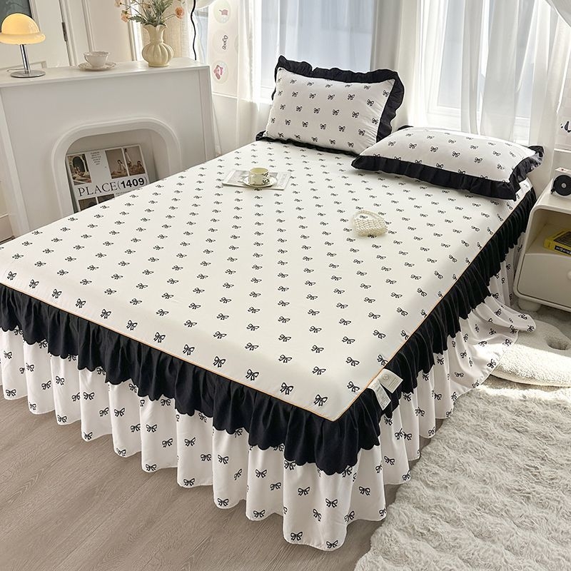 Donglei ελαστικό σεντόνι στρώματος, πολυεστέρας, ριγέ ταϊ-ντάι εκτύπωση, απλό ύφασμα, στυλ πριγκίπισσα/κορεάτικο