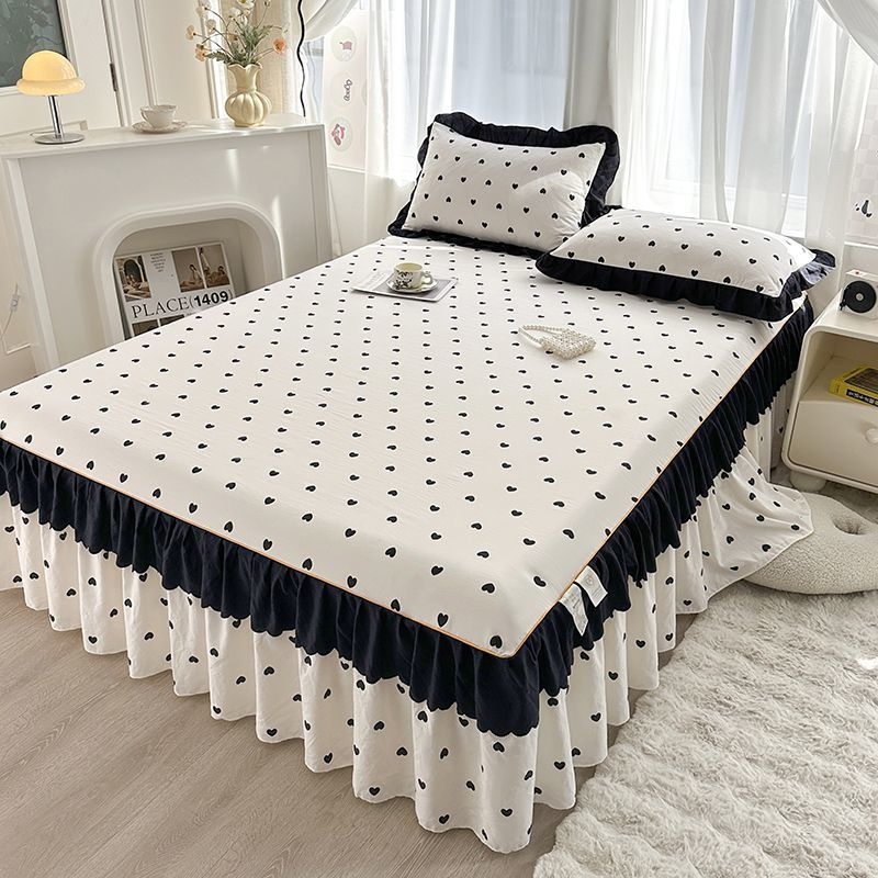 Donglei ελαστικό σεντόνι στρώματος, πολυεστέρας, ριγέ ταϊ-ντάι εκτύπωση, απλό ύφασμα, στυλ πριγκίπισσα/κορεάτικο