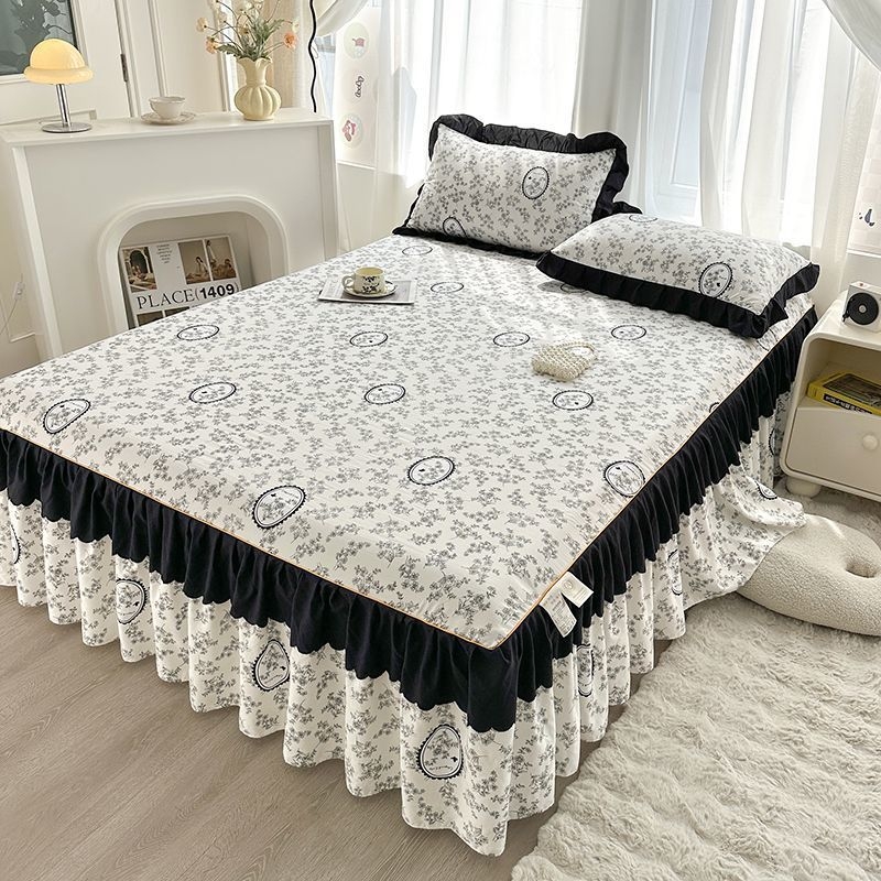 Donglei ελαστικό σεντόνι στρώματος, πολυεστέρας, ριγέ ταϊ-ντάι εκτύπωση, απλό ύφασμα, στυλ πριγκίπισσα/κορεάτικο