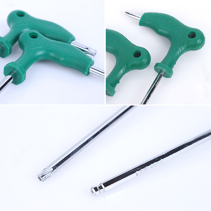 Τ-τύπου εξάγωνο κλειδί, διπλής όψεως με επεκτεινόμενη λαβή από καουτσούκ, εξάγωνη κεφαλή, 45# χάλυβας