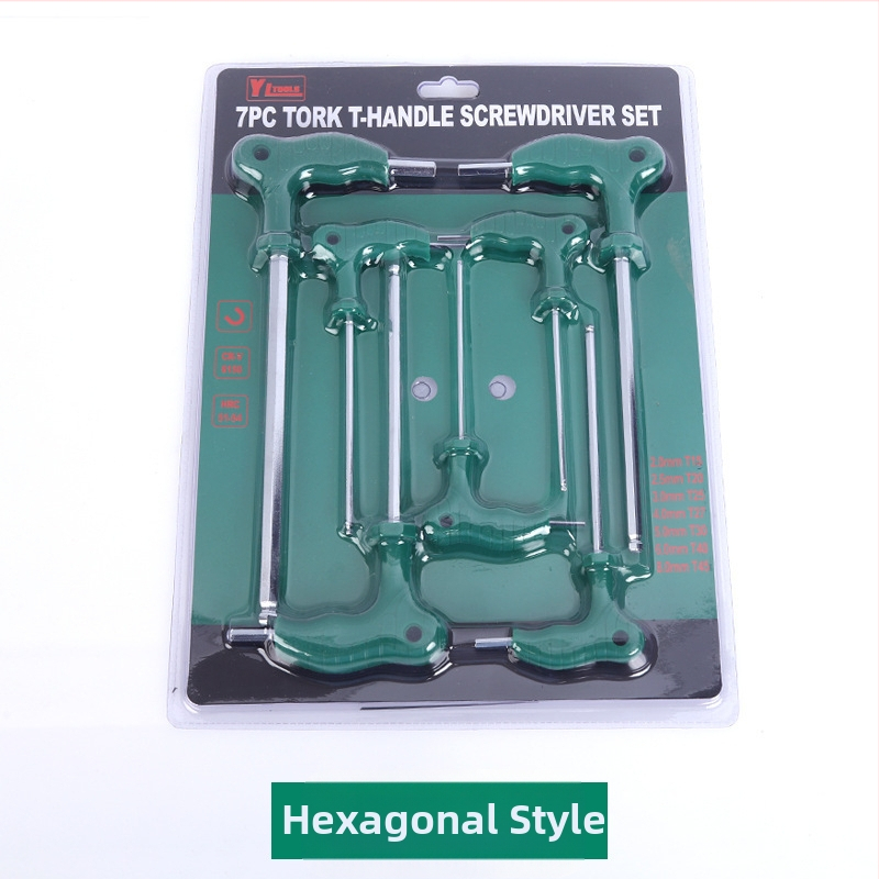 Т-образен шестограмен ключ, двустранен, с удължена гумена ръкохватка, глава за шестогранник, 45# стомана