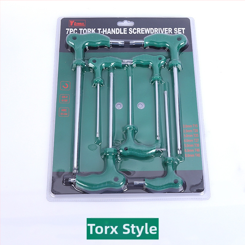 Т-образен шестограмен ключ, двустранен, с удължена гумена ръкохватка, глава за шестогранник, 45# стомана