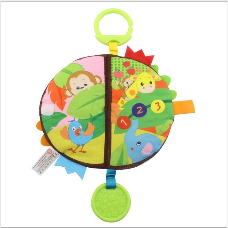 Βρεφικό 3D βιβλίο από ύφασμα με δυνατότητα μασήματος, κρεμάστό στο κρεβάτι, σελίδες με ήχο (0–3 ετών)