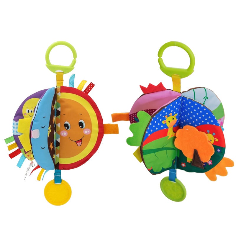 Бебешка 3D дъвчаща текстилна книжка за окачване на креватче, страници със звук, за възраст 0–3 години