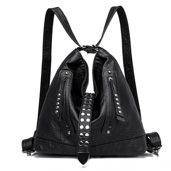 Γυναικεία τσάντα ώμου τύπου tote με ρετρό σχέδιο και καρφιά, PU υλικό, σχήμα κουβά, άνοιγμα με φερμουάρ, εσωτερικές θήκες: θήκη με φερμουάρ, θήκη τηλεφώνου, θήκη ταυτότητας