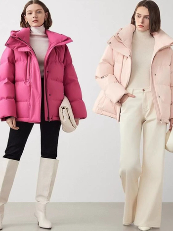 Γυναικείο μπουφάν με κουκούλα, πλήρωμα από πούπουλα χήνας (>91%), πολυεστερικό ύφασμα, μήκος 50–65 cm, φερμουάρ