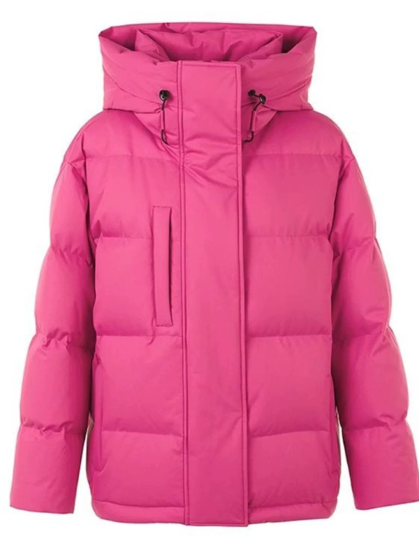 Sieviešu kapucīna dūnu jaka ar zosu dūnu pildījumu (>91%), poliestera audums, garums 50–65 cm, rāvējslēdzējs